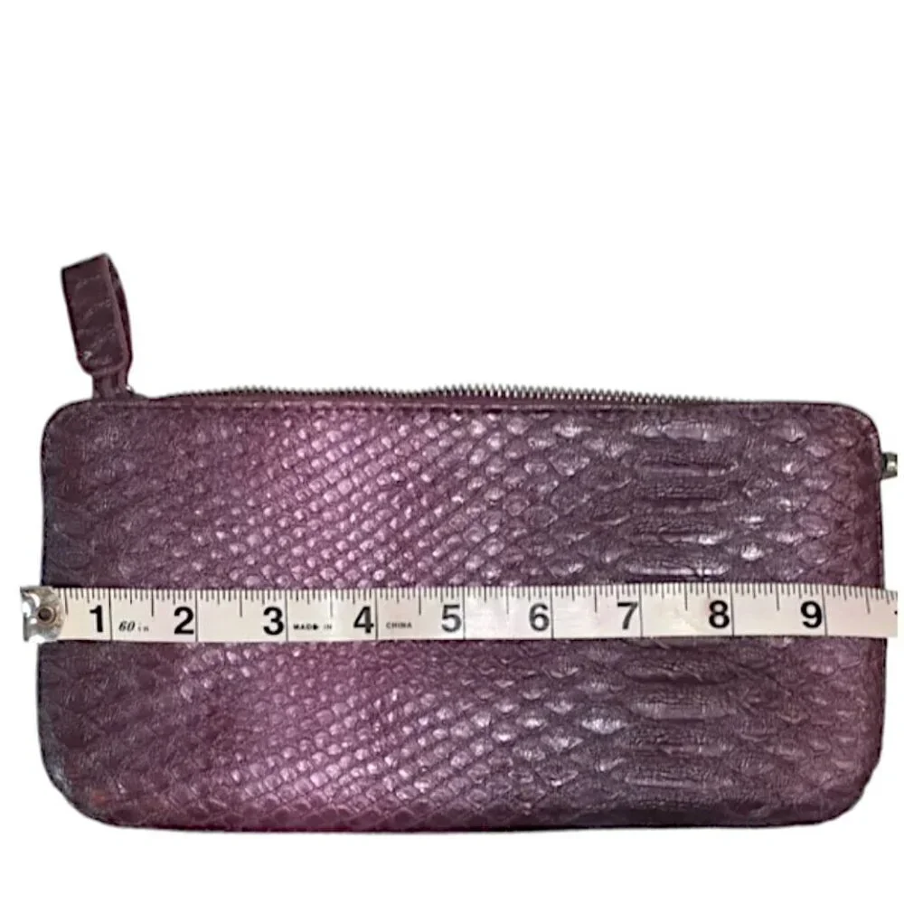 Steve Madden Purple Reptile Embossed Wristlet Clutch with Rhinestone Wrist Cuff